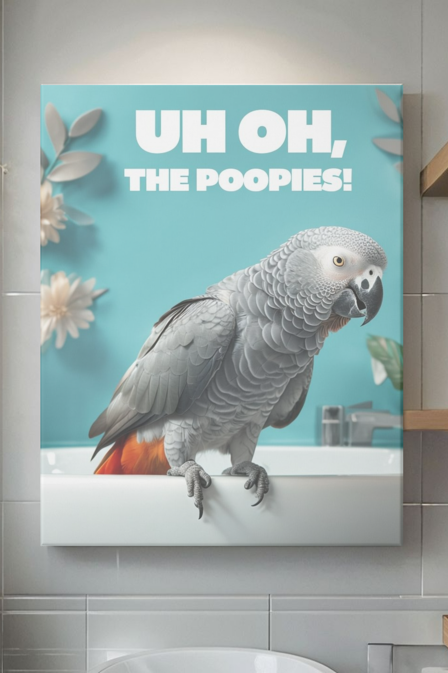 The Poopies - parrot wall art, parrot print, parrot decor on canvas