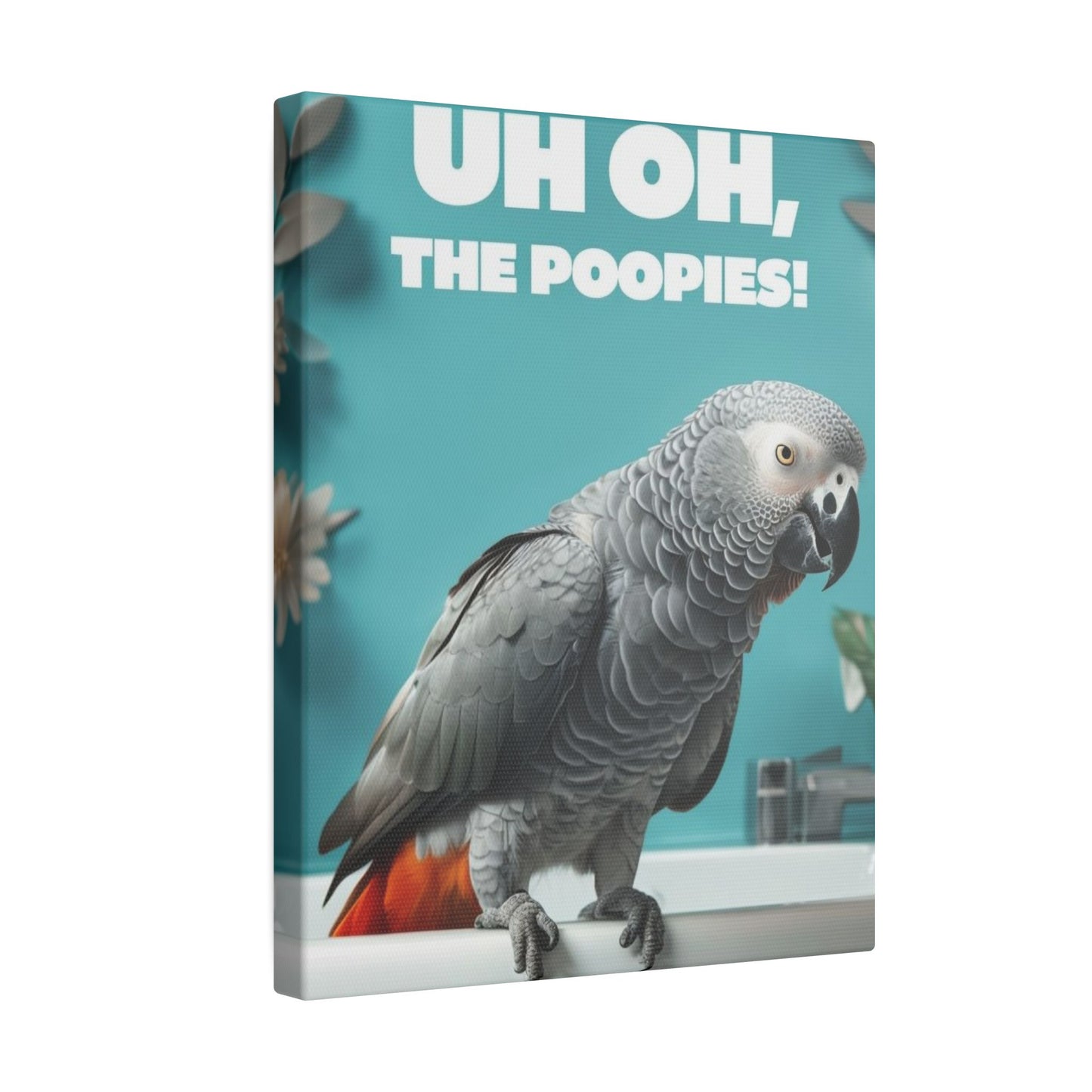 The Poopies - parrot wall art, parrot print, parrot decor on canvas